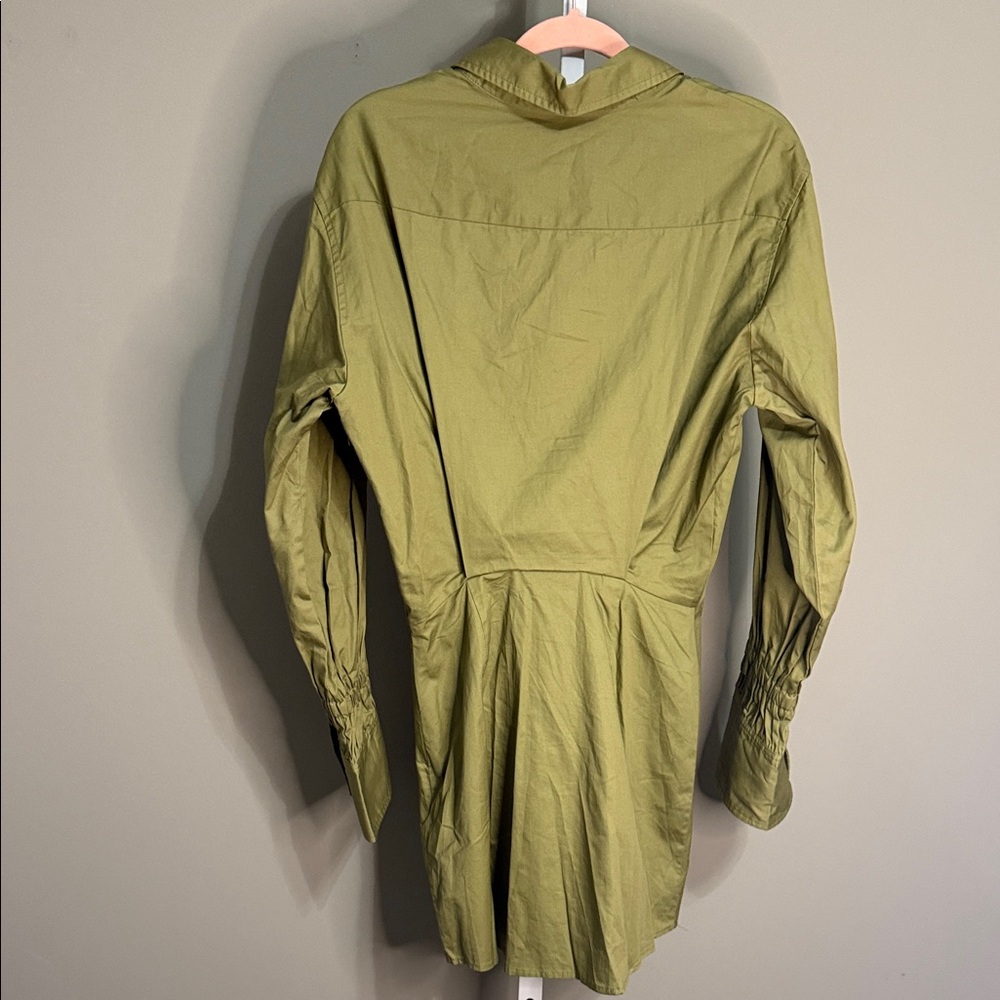 En Saison Hardin Olive Green Shirt Dress Small NWT Cotton Button Front Chic - Picture 11 of 13